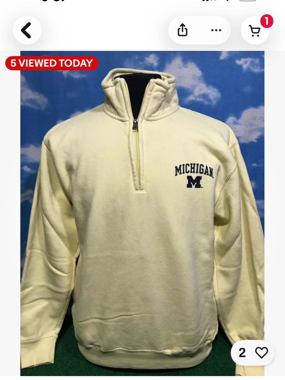 LOOKING TO BUY..University of Michigan Pale Yellow Quarter-Zip Pullover